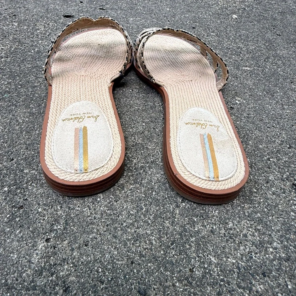 Sam Edelman Woven Beach Vacation Slide Sandals Natural Black Chevron Sz 8M Flat